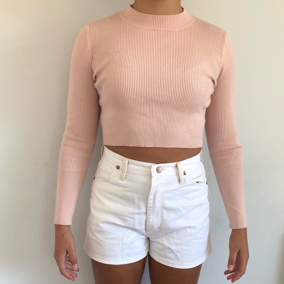 Brandy Melville Brett Mock Neck Sweater Light Pink - Picture 3 of 5